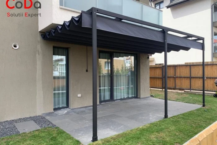 Pergola retractabila cu falduri coda