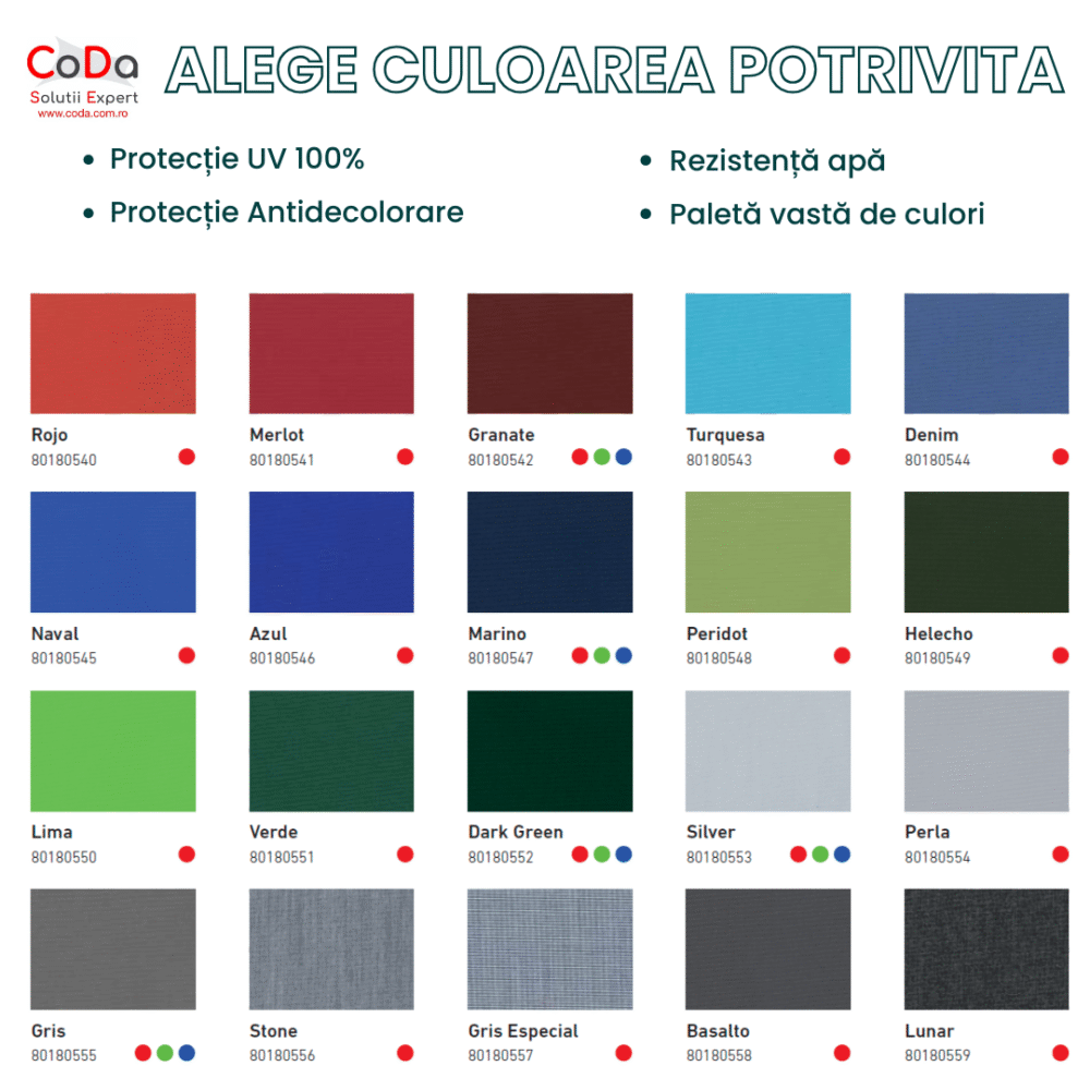 Copertina retractabila Alege Culoarea Potrivita