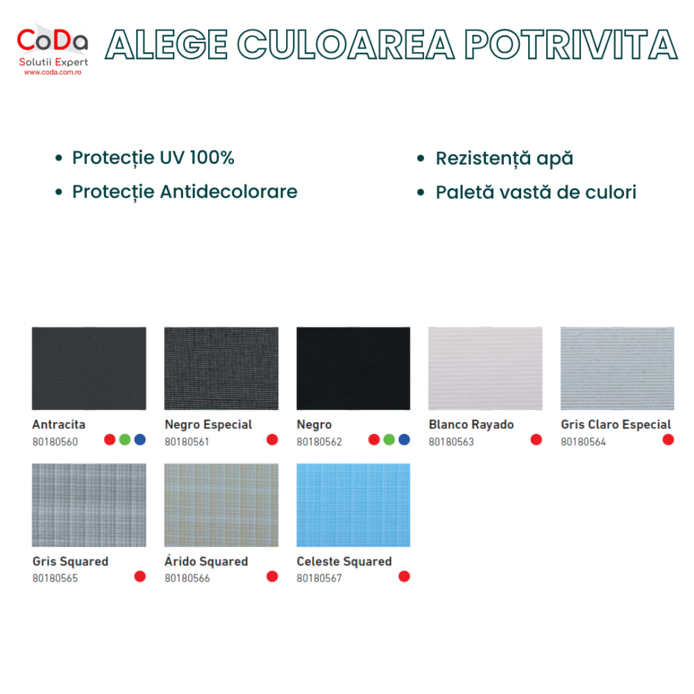 Copertina retractabila Alege Culoarea Potrivita